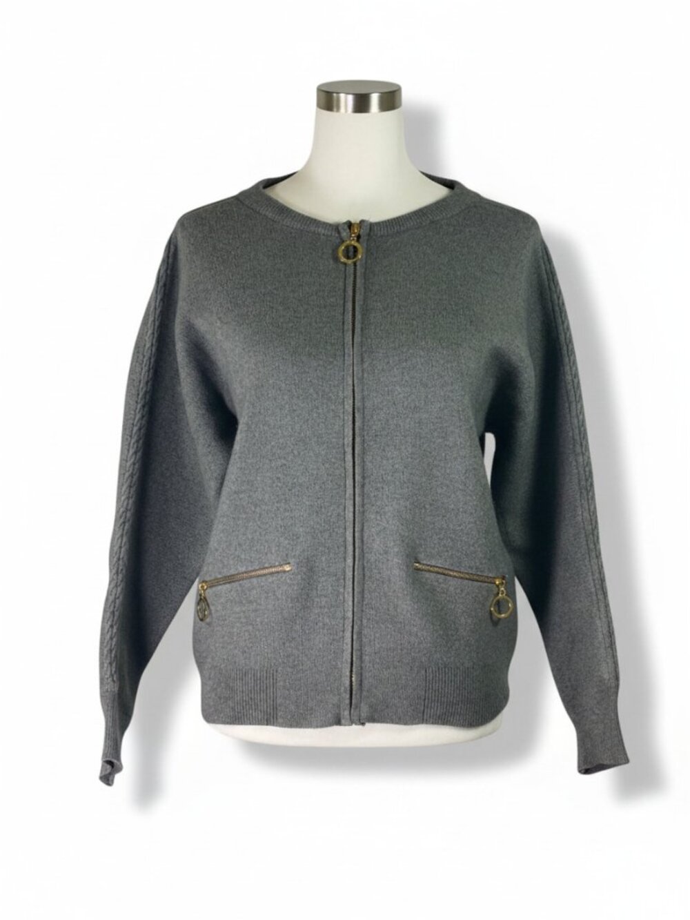 Lili Sidonio Molly Bracken Gray Sequin Angel Wing Sweater Jacket S/M